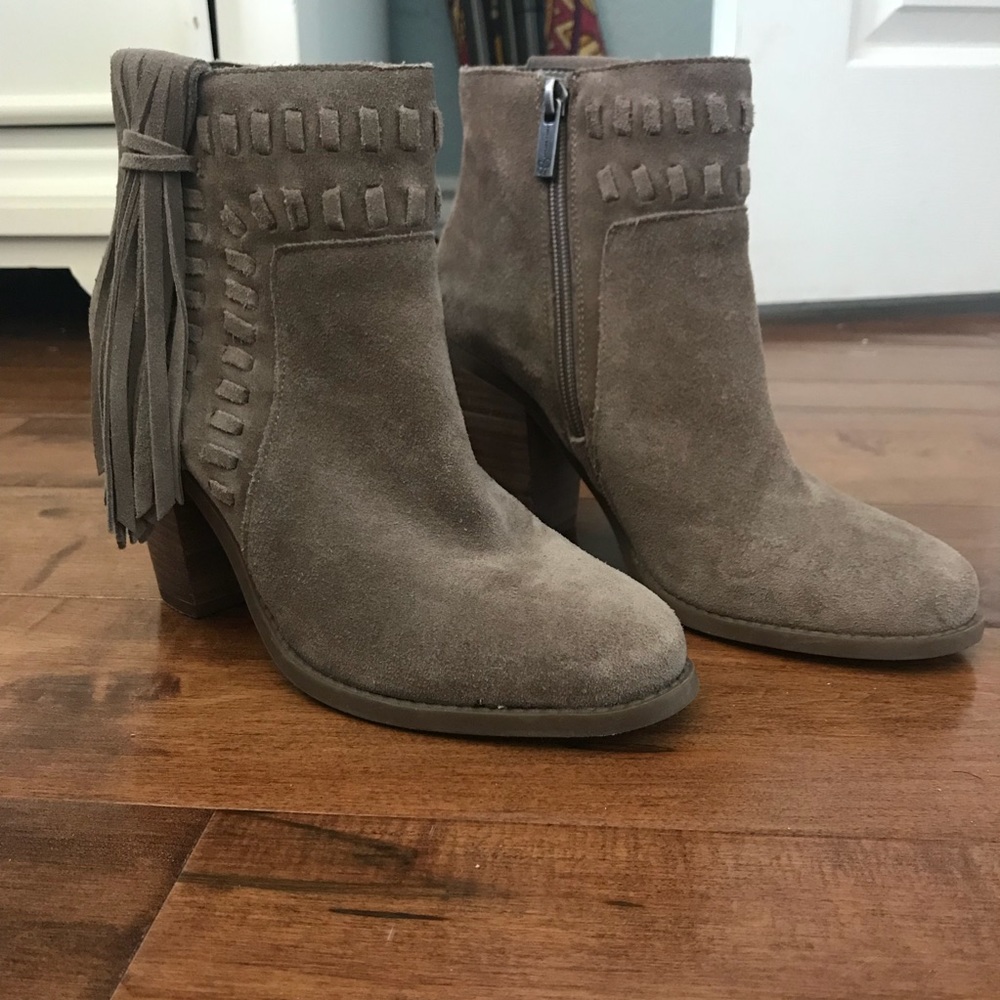 Frayed heel booties